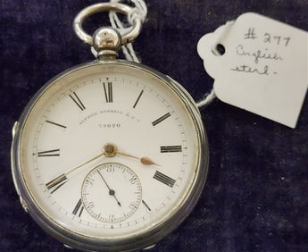 Alfred Russell + Co. England Sterl. Open Face Pocket Watch - Not Working