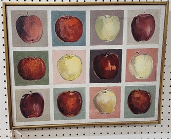 Framed O/C 12 Apples Sgnd James A Coughlin 16" X 20" w/Frame 16 1/2" X 21"