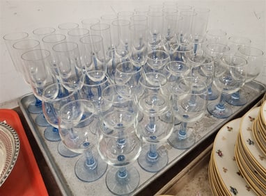 Tray 46 Pc. Blue Stem Stemware