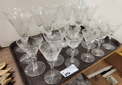 Tray 20 Cut + Etched Stemware