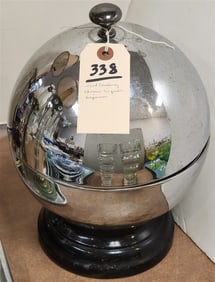 Mid Century Chrome Bowling Ball Liquor Dispenser 12" H X 8" Diam.
