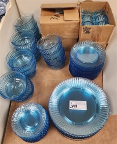 Lot 140 Pc. Mexican Blue Glass Dinner Service