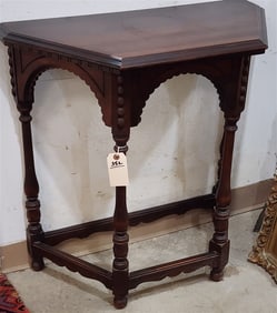Walnut Demilune Stand 30" H X 30" W X 15" D