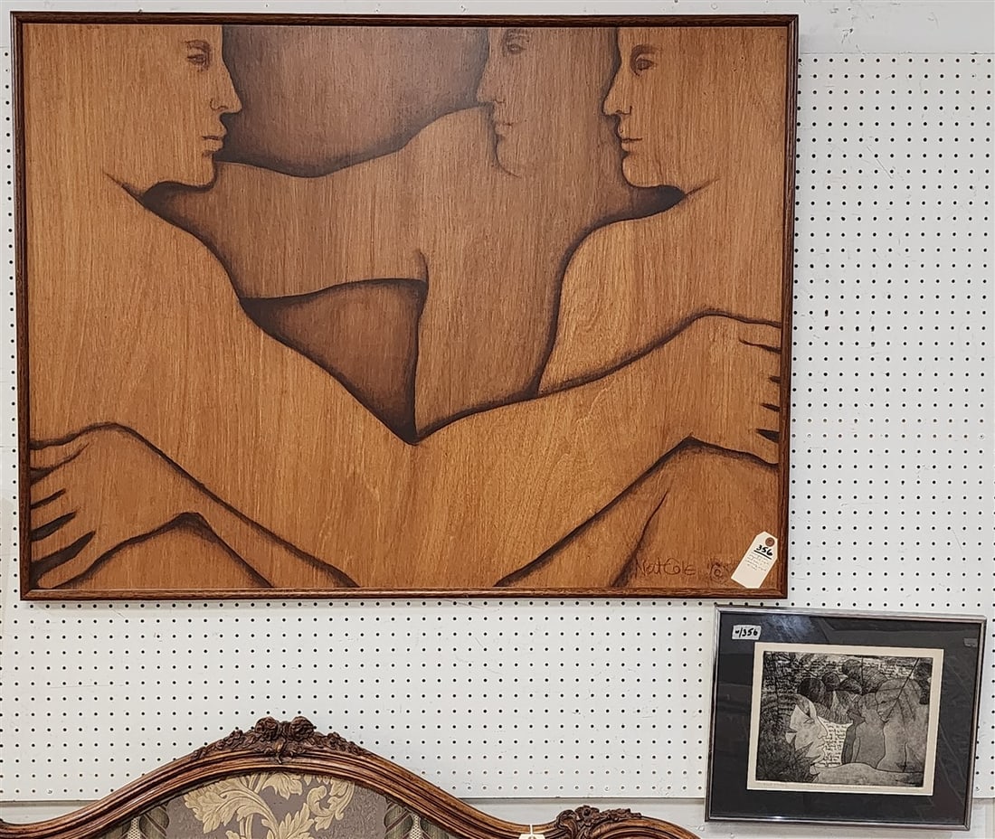 Framed Acrylic On Plywood Sgnd Nat Cole 35 1/2" X 47 1/2" w/Frame 37" X 49" + Etching Artist Proof (1 of 3)