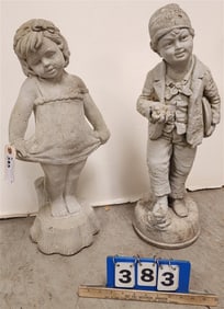Pr. Cast Cement Garden Figures 23"