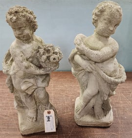Pr. Cast Cement Garden Figures 21"