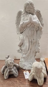 3 Pc. Cast Cement Angels - 24", Pr. 6 1/2" X 10" L