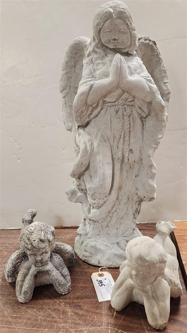 3 Pc. Cast Cement Angels - 24", Pr. 6 1/2" X 10" L (1 of 2)
