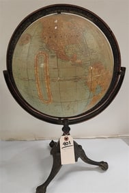Vintage Rand McNally & Co. Terrestrial 12" Globe On Cast Iron Base