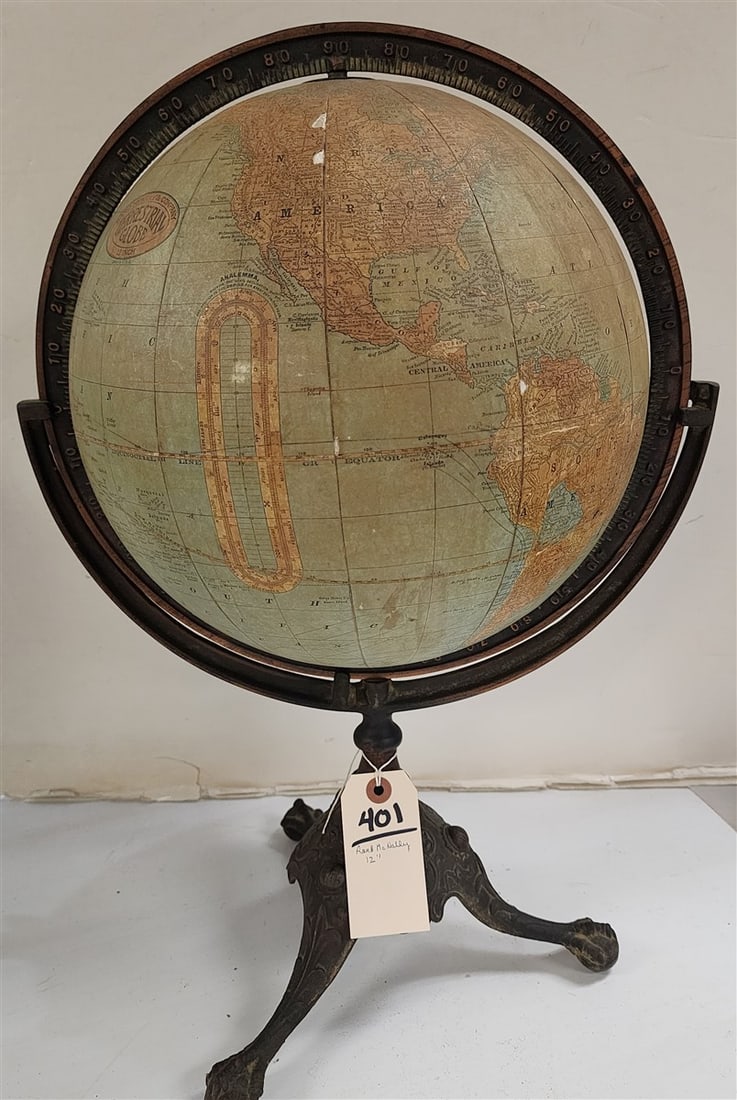 Vintage Rand McNally & Co. Terrestrial 12" Globe On Cast Iron Base (1 of 5)