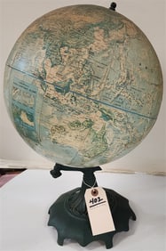 Vintage Rand McNally 12" Globe On Cast Iron Stand