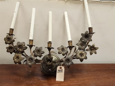 Brass Floral 5 Arm Sconce 19" H X 23" W X 6" D