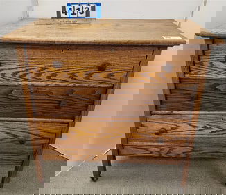 Oak 3 Drawer Chest 36" H X 36" W X 19" D