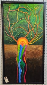Acrylic On Panel Abstract By Hy Varon 4' X 24" w/Frame 25 1/2" X 50"