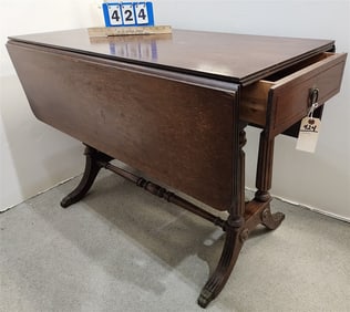 Mahog Drop Leaf Table w/1 Drawer 30" H X 21" W X 42" L