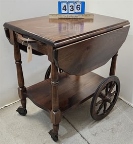 Pine Drop Leaf Cart 27 1/2" H X 19" W X 26" D