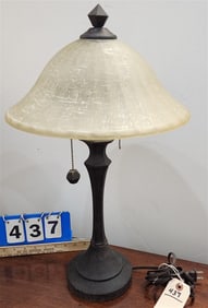 Metal Base Table Lamp w/Glass Shade 23"