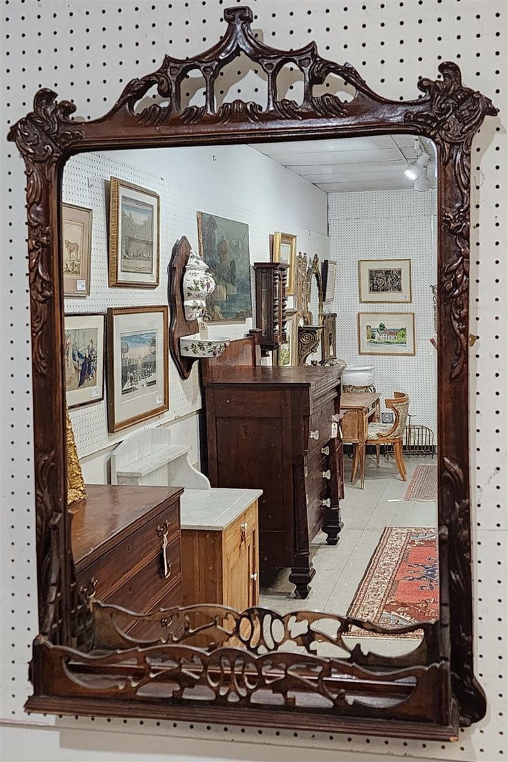 Mahog Framed Mirror w/Shelf 38" H X 26" W (1 of 1)