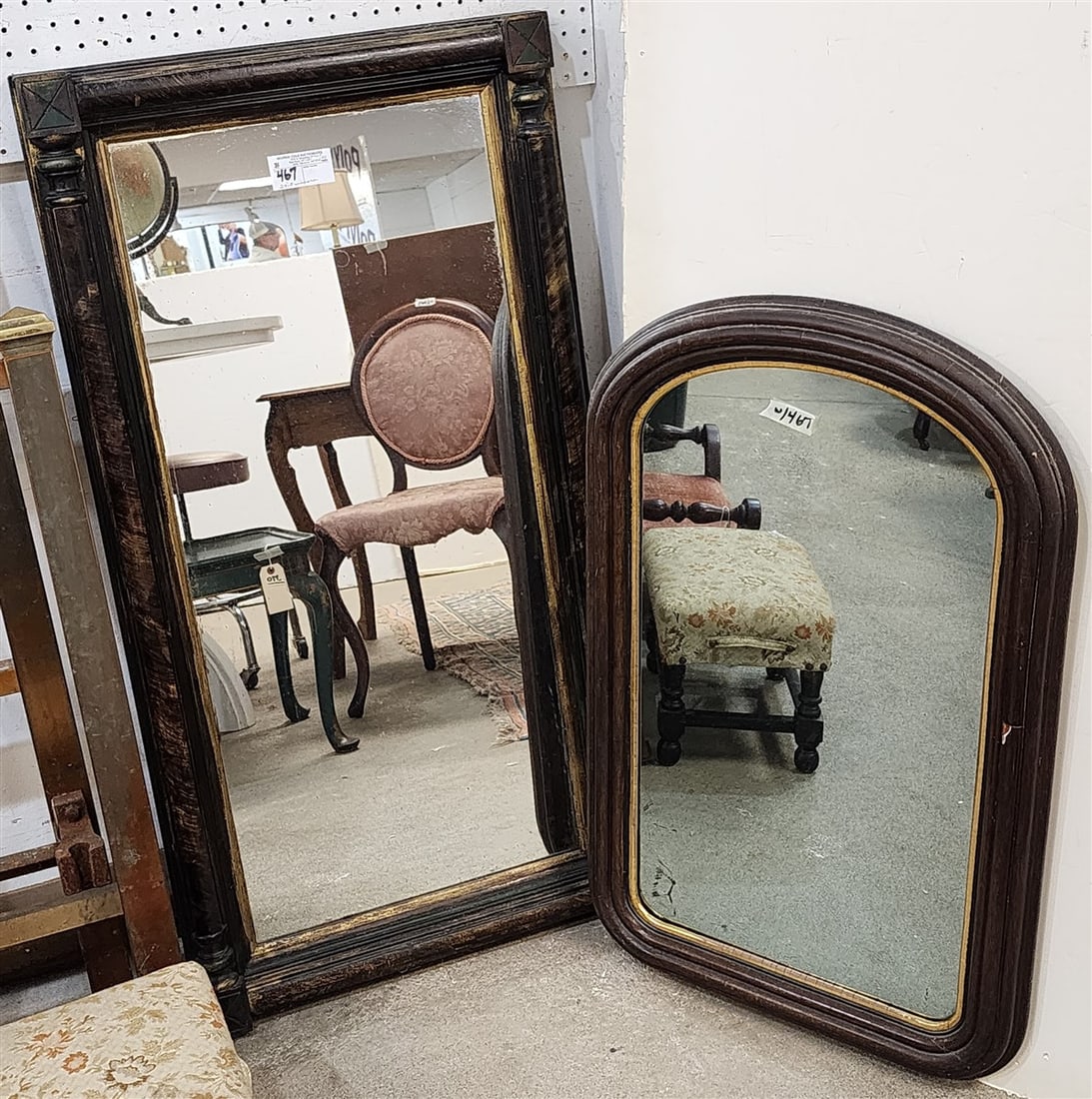 2 Victorian Mirrors - 46" X 23 3/4" + 35 1/2" X 22 1/2" (1 of 3)