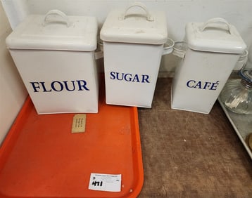Tray 3 Vintage Metal Canisters