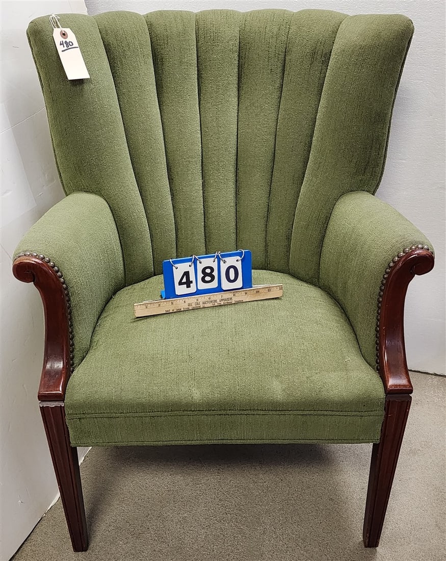 Barrel Back Armchair 36" H X 28" W X 18" D: Barrel Back Armchair 36" H X 28" W X 18" D
