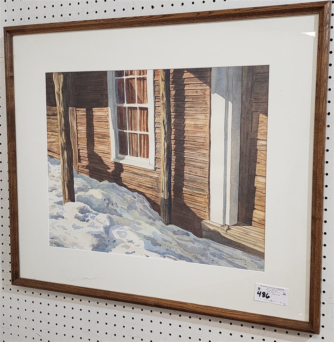 Watercolor "Apris-Ski" Sgnd Katherine Gray 17 1/2" X 22 1/2" w/Frame 27" X 32" (1 of 2)