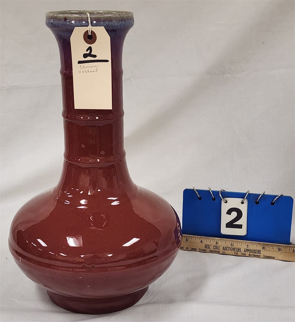 Chinese Ox Blood Vase 15 1/2" H: Chinese Ox Blood Vase 15 1/2" H