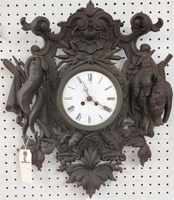 19th C Cast Iron Wall Clock (Works Have Been Raplaced) 21 1/2" H X 18 1/2" W