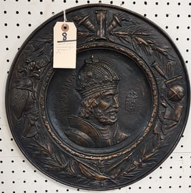 Cast Iron Plaque Of King Charlemagne