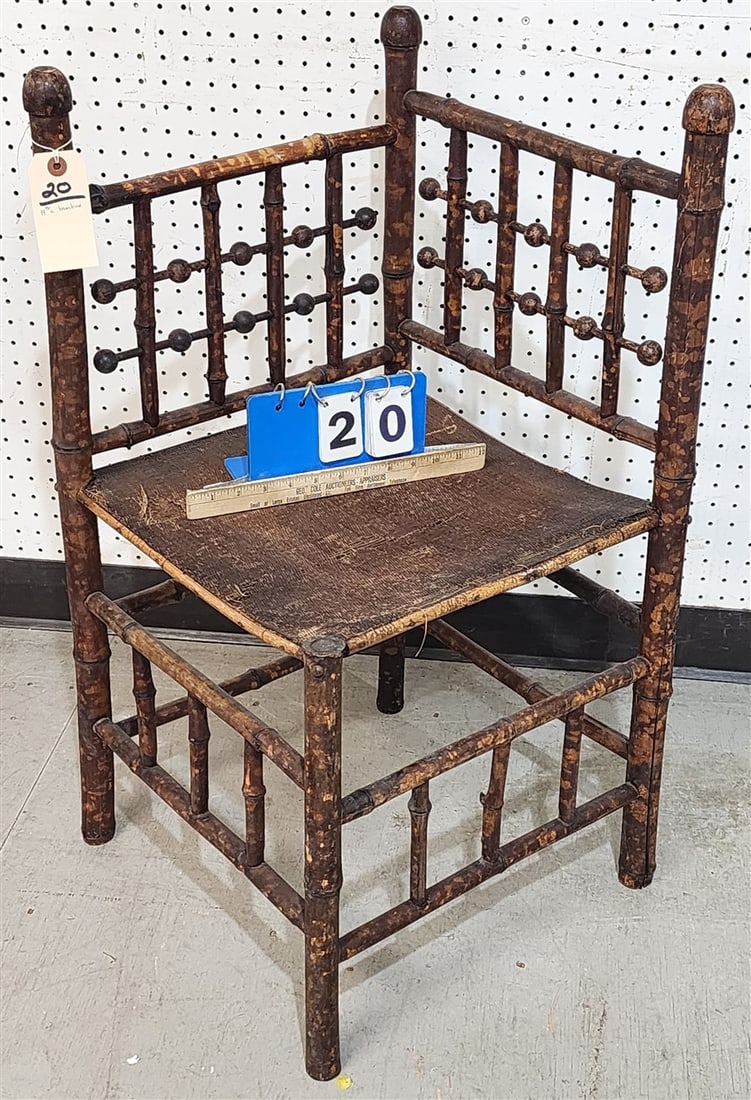 Victorian Stick & Ball Bamboo Corner Chair 32" H X 15" W X 21 1/2" D (1 of 2)