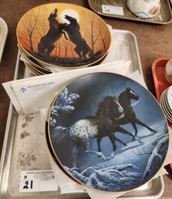 Tray Horse Plates - 8 Danbury Mint Plate Coll. By Donald Patterson w/Certificates + 9 Hamilton