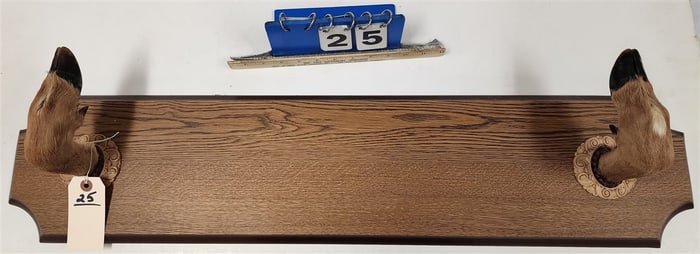 Oak & Deer Hoof Gun Rack 8" H X 3' W