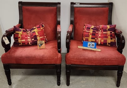 Pr. Mahog Style Empire Chairs 39" H X 29 1/2" W X 20 1/2" D