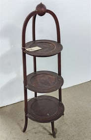 Inlaid Mahog 3 Tier Muffinier 37" H X 12 1/2" Diam.