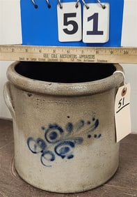1 Gal. Blue Decorated Stoneware Crock