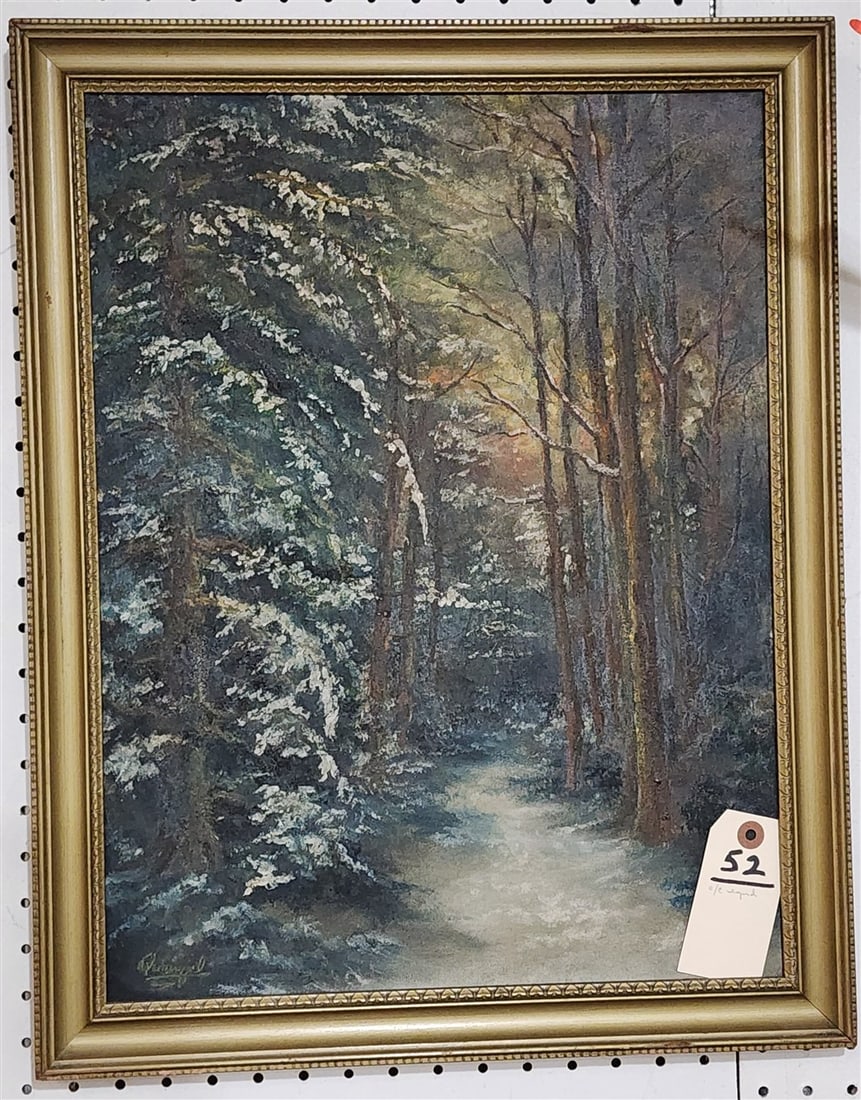 O/C Winter Landcape Sgnd 20" X 15" w/Frame 22 1/2" X 18": O/C Winter Landcape Sgnd 20" X 15" w/Frame 22 1/2" X 18"