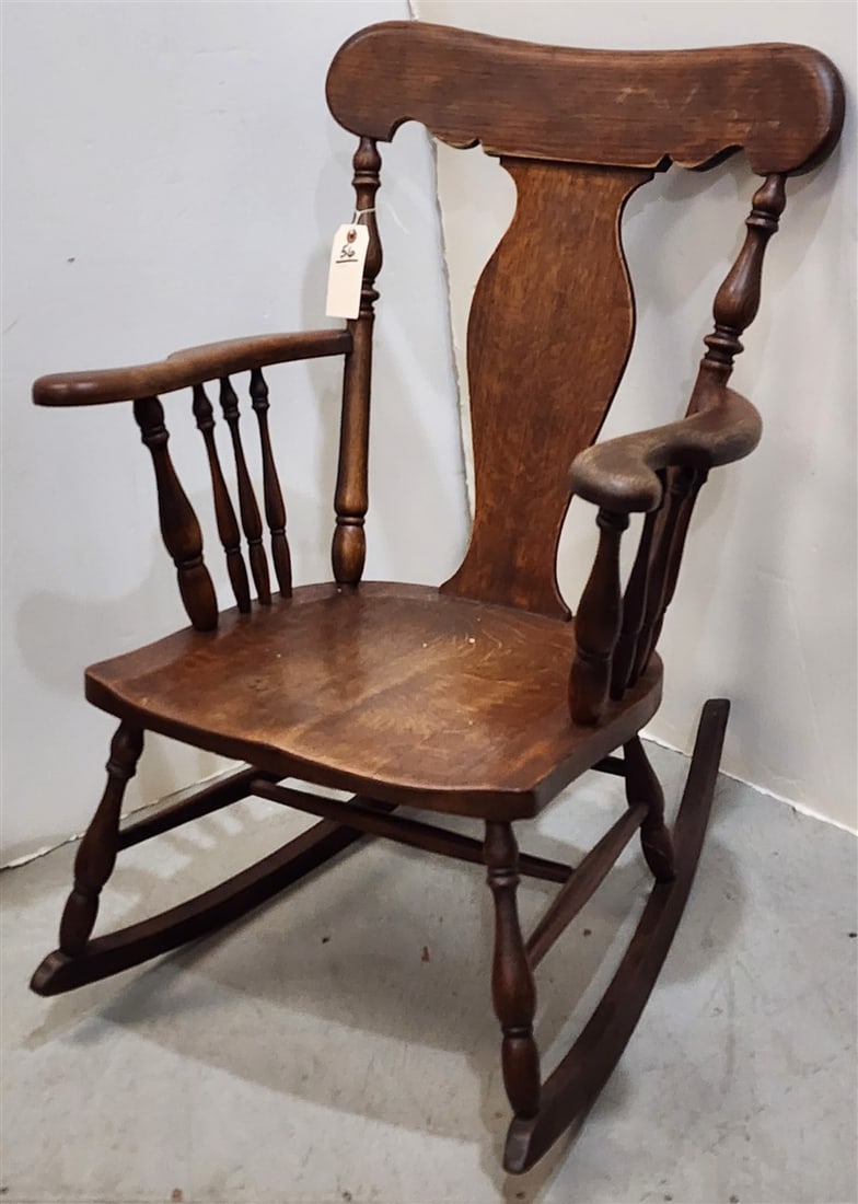 Oak Rocker 34" H X 25" W X 17 1/2" D: Oak Rocker 34" H X 25" W X 17 1/2" D