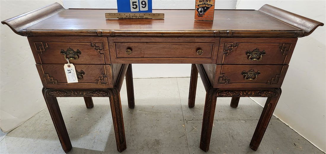 Walnut 5 Drawer Desk 31" H X 53" W X 20" D (1 of 4)