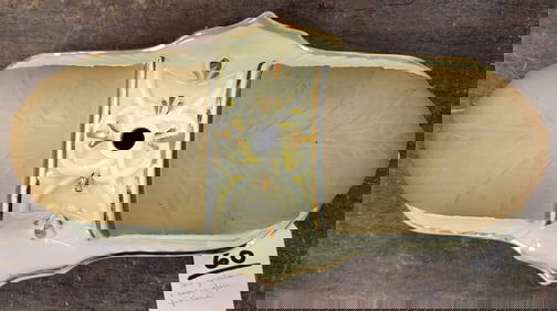 Deco Porcelain & Amber Glass Fixture 14" H X 7" W X 4 1/2" D