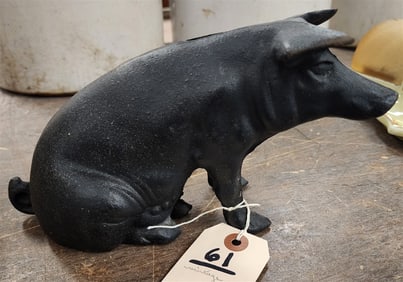 Vintage Cast Iron Pig Bank 5 1/2" H X 10" L