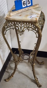 Brass Stand w/Alabaster Top 30" H X 13 1/2" Sq.