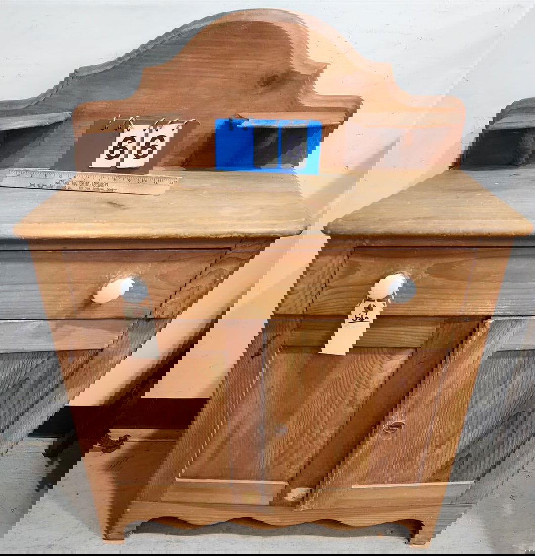 19th C Pine Wash Stand 39" H X 30" W X 15 1/2" D (1 of 3)