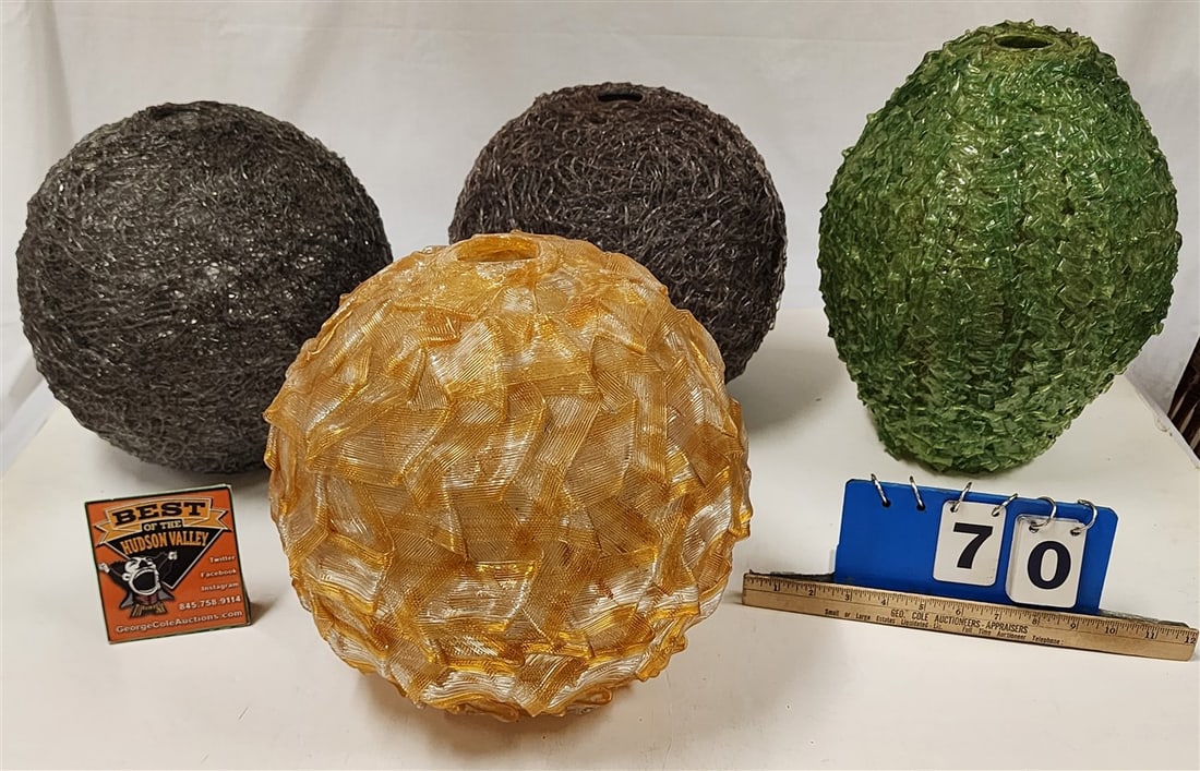 Bx 4 Mid Century Spun Fiberglass Spaghetti Shades: Bx 4 Mid Century Spun Fiberglass Spaghetti Shades