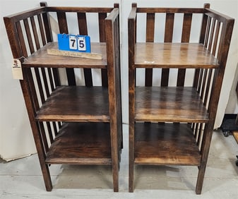 Pr. Vintage Mission Oak 3 Tier Book Shleves 42 1/2" H X 18" W X 18" D