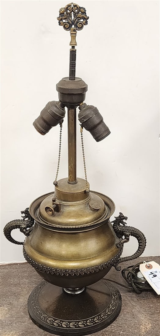 19th C Bradley & Hubbard Oil Lamp 2' H: 19th C Bradley & Hubbard Oil Lamp 2' H
