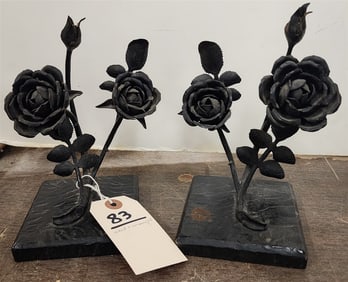 Pr. Wrought & Cast Iron Bookends 6 1/2" H X 4" W x 4 1/2" D