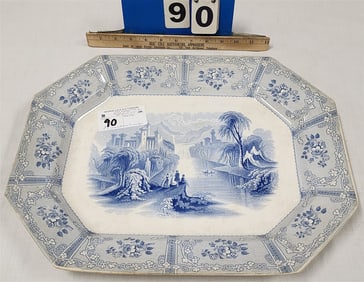 Victorian Ironstone Transferware Platter By J. Keath "Ontario Lake Country" 17" X 13 1/2"