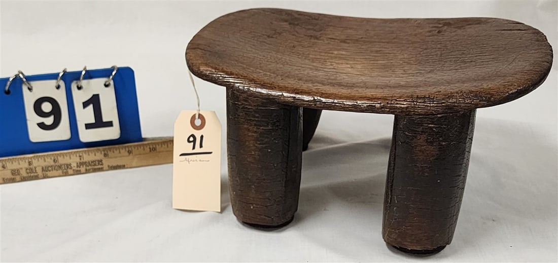 African Wooden Stool 6" H X 12 1/2" W X 9" D: African Wooden Stool 6" H X 12 1/2" W X 9" D