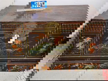 Chinese Ptd. Trunk 24" H X 40 1/2" W X 24" D