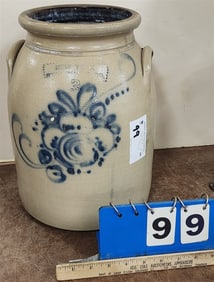 3 Gallon Blue Decorated NY Stoneware Co. Crock